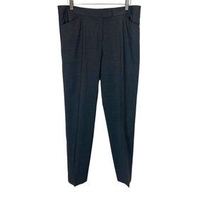 Lafayette 148 NY Grey Irving Virgin Wool Stretch Blend Trouser Dress Pants 10